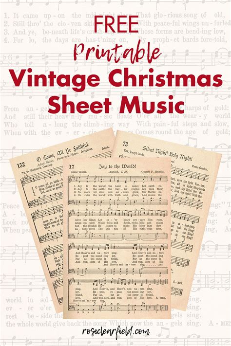printable vintage christmas sheet  hymns rose clearfield