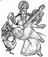 Saraswati Puja Maa Goddesses Devi Mygodpictures Nett Hindus Durga 4to40 Printablecolouringpages Dibujo sketch template
