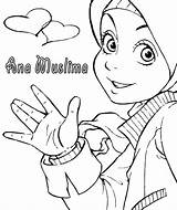 Colouring Muslimah sketch template