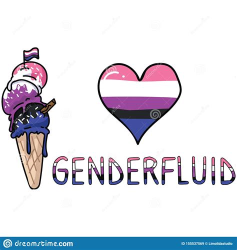 cute gender fluid ice cream cone cartoon vector illustration motif set