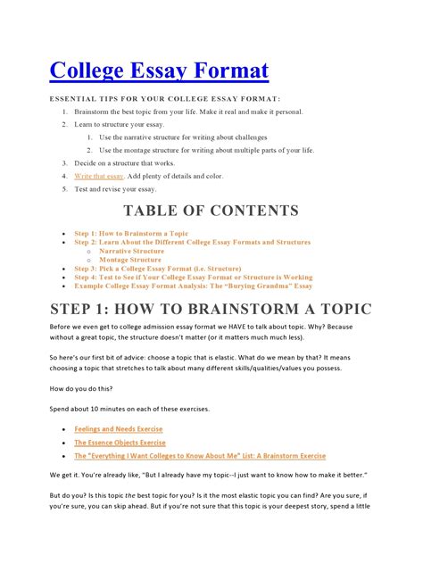 college essay format templates examples templatearchive