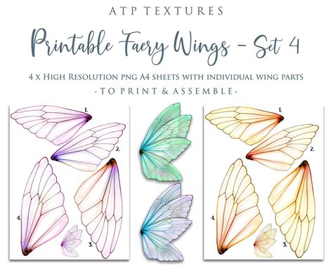 printable fairy wings set  transparent overlays fairy etsy