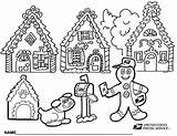 Coloring Gingerbread Pages Christmas Usps Holiday House Stamp Man Office Post Printable Kids Print Village Postal Sheets Color Sheet Vector sketch template