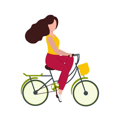 A Beautiful Girl Rides A Bicycle To The Store For Shopping The Concept