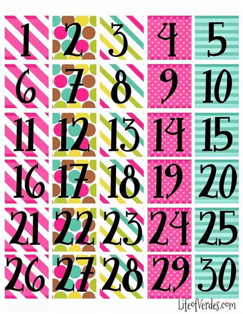 printable calendar numbers    printable calendar numbers