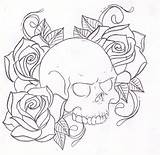 Skull Roses Tattoo Rose Coloring Drawing Pages Drawings Outline Skulls Sketch Printable Heart Easy Hearts Designs Fall Tattoos Get Tatoo sketch template