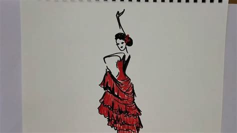 draw flamenco spanish dancer minimal drawing black white