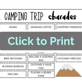 camping charades printable game views   step stool