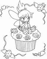 Coloring Cupcake Fairy Strawberry Pages Cupcakes Color Netart Colouring Kids Fairies Sheets Food Cartoon Desserts sketch template