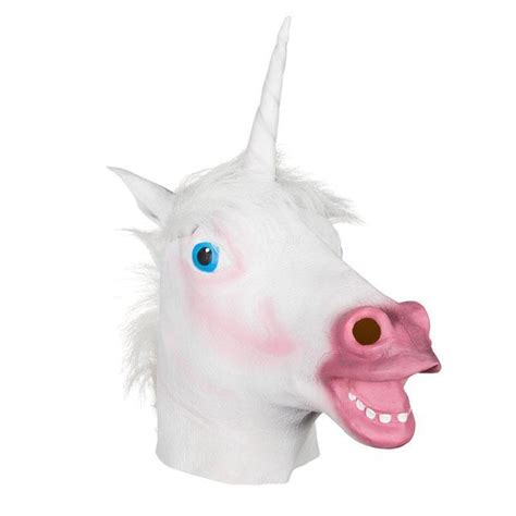 magical unicorn mask rubber white pink horse head funny adult costume