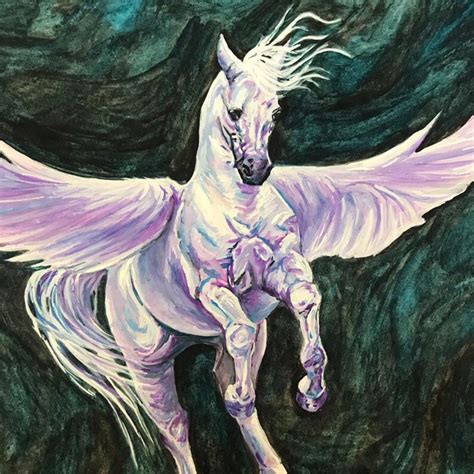 purple pegasus painting equine art mystical animals etsy