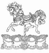 Coloring Horse Carousel Pages Beautiful Colouring Drawing Color Printable Animals Unicorn Carriage Tocolor Horses Adults Print Animal Merry Go Round sketch template