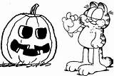 Garfield Coloring Pages Halloween Celebrates Kids Pumpkin Disney Halooween Library Clipart Popular sketch template