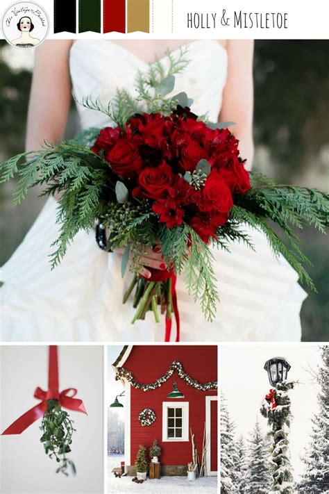 Holly And Mistletoe Christmas Wedding Inspiration Red Bouquet Wedding