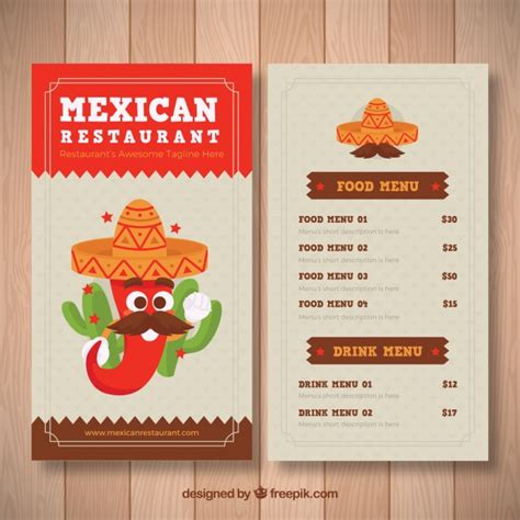 modelo de menu de comida mexicana engraçado vetor grátis