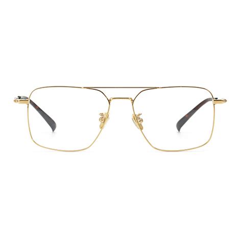 Gold Trendy Aviator Square Eyeglasses Mens