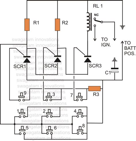 simple code lock ignition circuit   vehicle circuit diagram centre