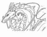 Ghibli Spirited Coloriage Miyazaki Desenhos Colorir Chihiro Páginas Totoro Haku sketch template
