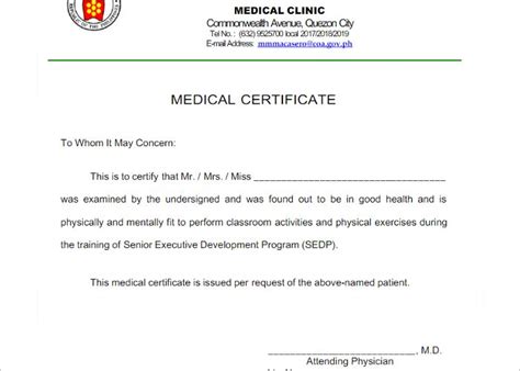 medical certificate samples   printable word
