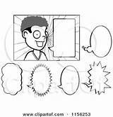 Talking Boy Clipart Cartoon Cory Thoman Vector Outlined Coloring Royalty 2021 Clipartof sketch template