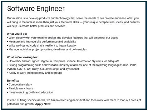 good software engineer job description codementor