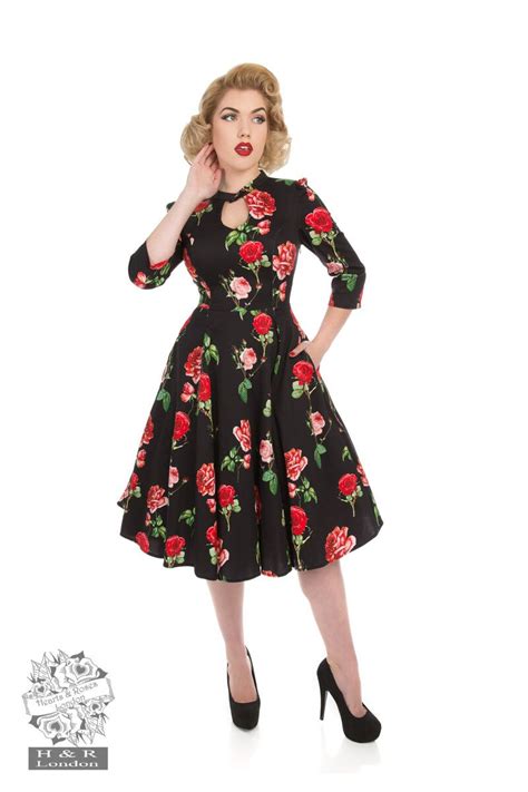 black red roses dress in black red hearts and roses london