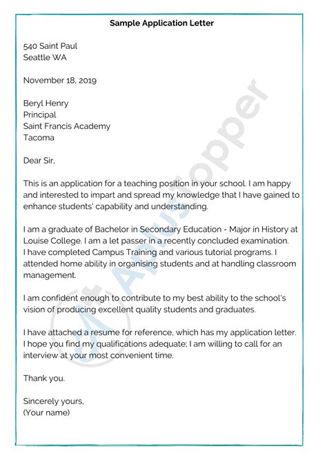 application letter samples format examples    write