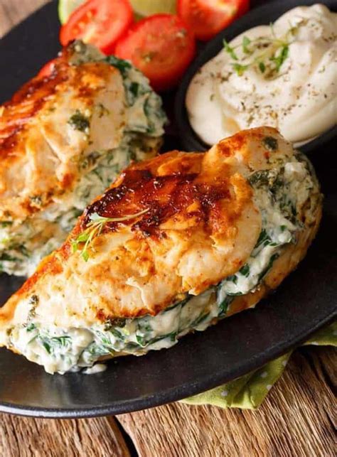 pan fried spinach and cream cheese stuffed chicken breasts recipe the