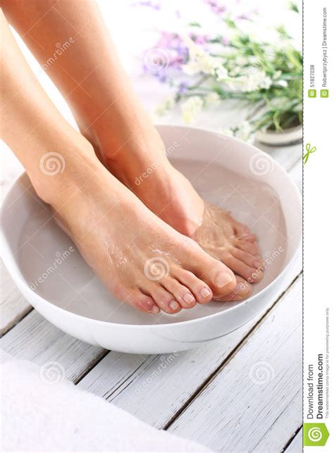 relaxing foot bath moment  relaxation stock photo image  health