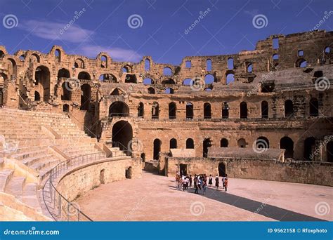 roman coliseum el djem tunisia stock photo image  tunisia historic