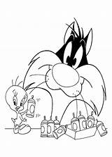 Looney Tunes Sylvester Tweety sketch template