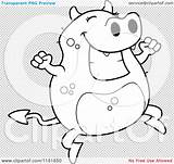 Jumping Devil Happy Outlined Coloring Clipart Cartoon Vector Thoman Cory sketch template