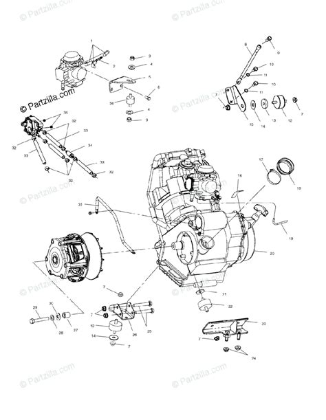 polaris atv  oem parts diagram  engine mounting aaaaa partzillacom