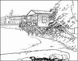 Maui Hawaii House Coloring Book Lahaina Pier Drawing Sands Steven Friend Artist First sketch template