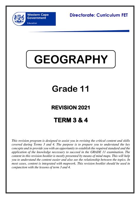 geography grade  revision answers terms     grade