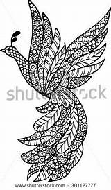 Drawing Doodle Bird Coloring Shutterstock Drawn Ornate Illustration Hand Portfolio Decorated Ornaments Outline Abstract Choose Board Pages Mandala sketch template
