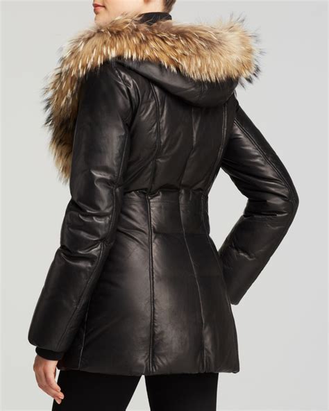 mackage ingrid leather  coat  black lyst