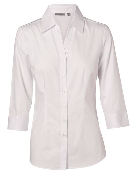 M8020q Womens Cotton Poly Stretch 3 4 Sleeve Shirt Tradie Marketing