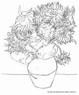 Gogh Sunflowers Colorear Tournesols Adulti Kunstwerk Malbuch Erwachsene Fur Tournesol Enfants Vangogh Coloriages Girasoli Starry Dalla Justcolor Immagin Rti sketch template