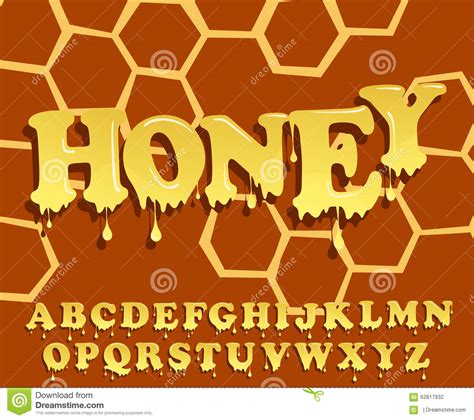 Shiny Glazed Honey Alphabet Design Melting Font Vector