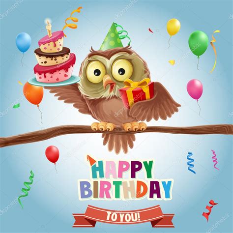 happy birthday banner  owl stock vector image  cmollicart