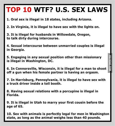 ﻿top 10 Wtf U S Sex Laws 1 Oral Sex Is Illegal In 18 States
