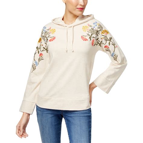 style  style  womens embroidered hoodie sweatshirt beige  large walmartcom
