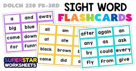 printable sight words flash cards sight word