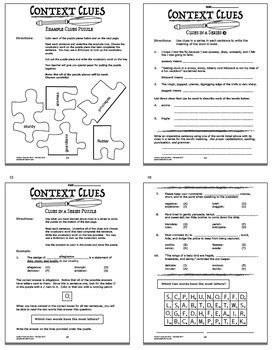 context clues worksheets types  context clues activitiesdistance
