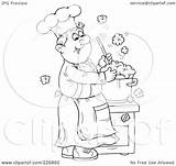 Coloring Soup Chef Making Royalty Clipart Outline Illustration Happy Rf Bannykh Alex sketch template