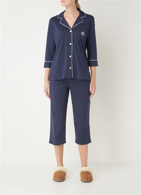 ralph lauren pyjamaset met print donkerblauw de bijenkorf