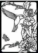Hummingbird Coloring Pages Stained Glass Printable Print Book Color Adults Flower Adult Hummingbirds Humming Birds Bird Nature Drawing Coloring4free Patterns sketch template