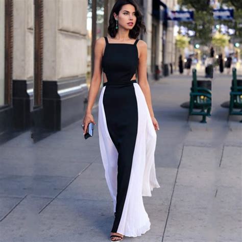 2016 Summer Style Black And White Maxi Dress Women Dress