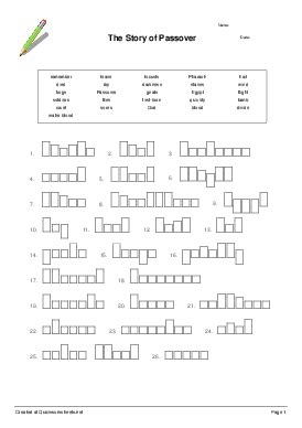 story  passover word shape worksheet quickworksheets